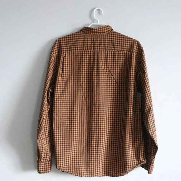 Old Navy Men's Large Orange Plaid Regular Fit Buttoned Collared Long Sleeve Top - Picture 2 of 11